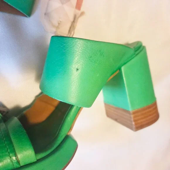 A.S.98 Green Leather Heeled Sandals, NWT, Womens EU 40/US 9.5-10 - Picture 3 of 5